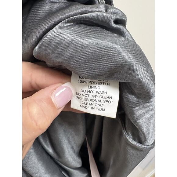 Mac Duggal One Shoulder Sequin Beaded Dress Charcoal Multicolor Size 4 NWT - Picture 9 of 10